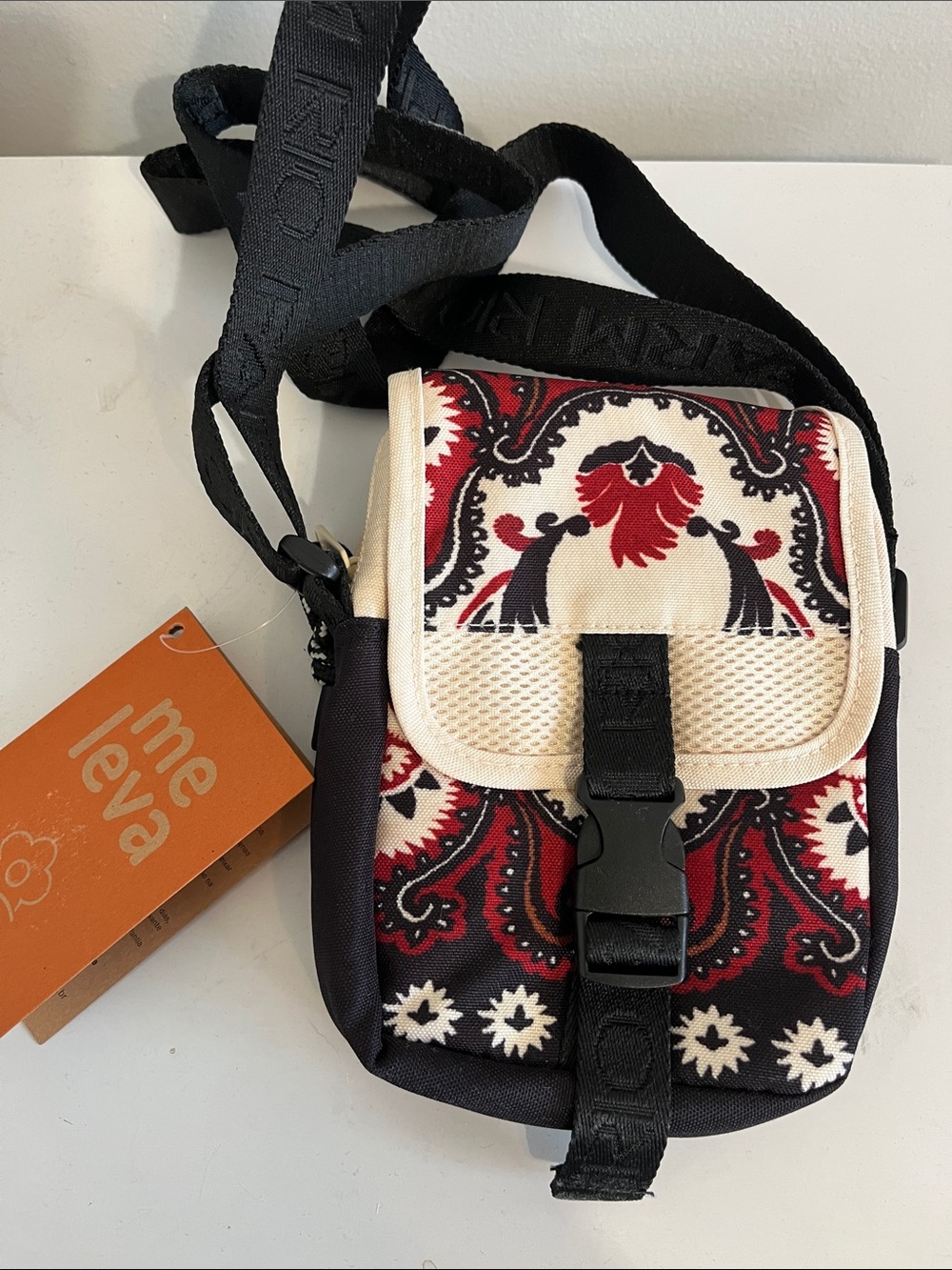 NWT FARM Rio Black Strap Paisley Crossbody